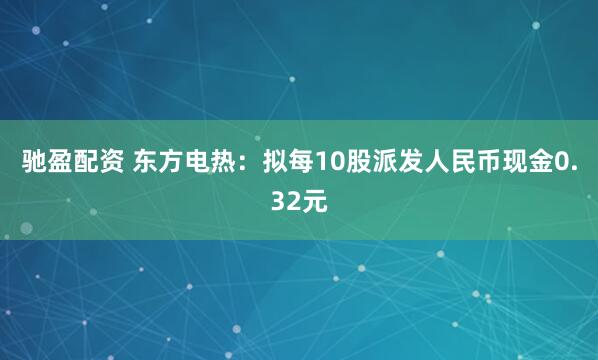 驰盈配资 东方电热：拟每10股派发人民币现金0.32元